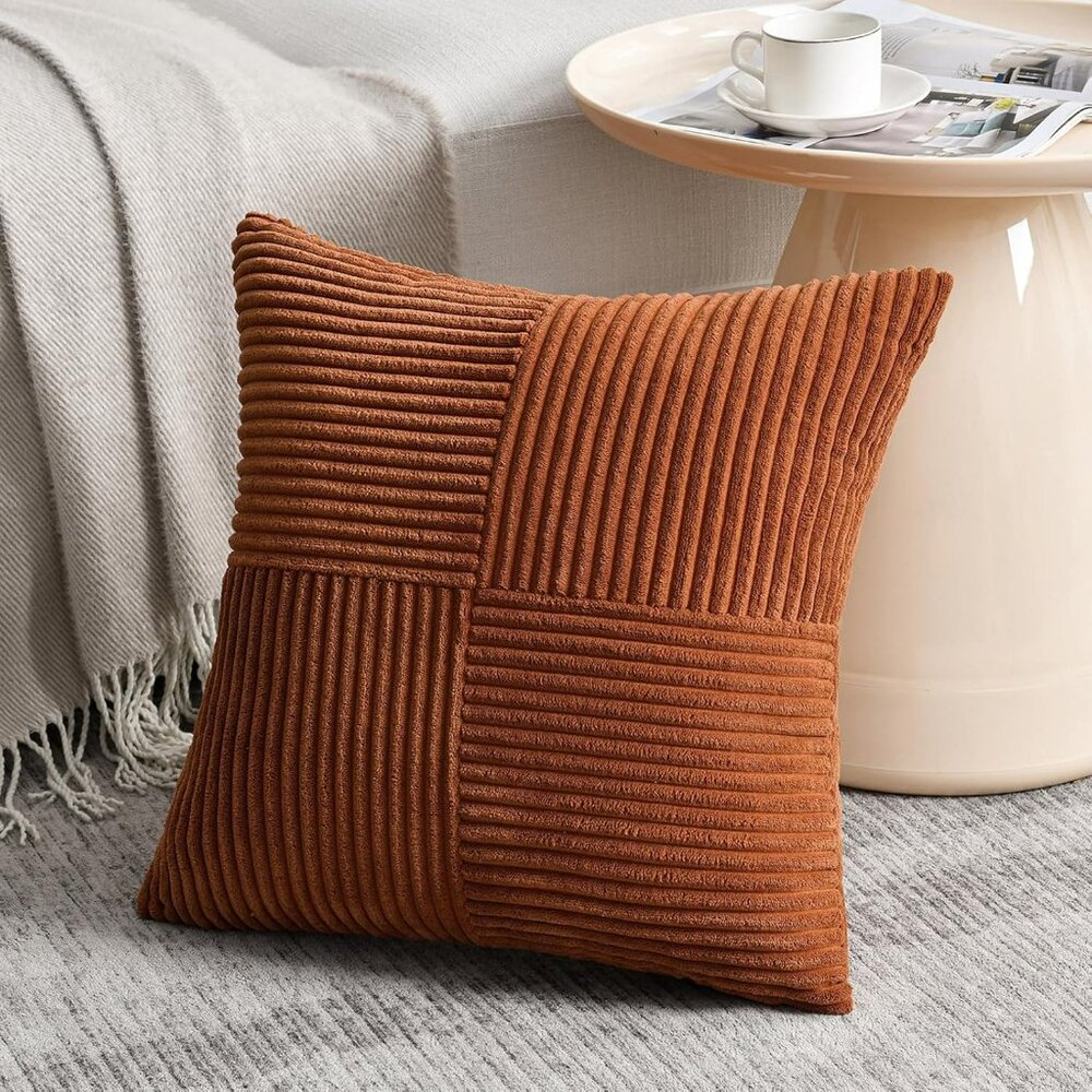 2 Rust Boho Decorative Throw Pillow Covers 18x18 for Couch Bed Sofa Farmhouse